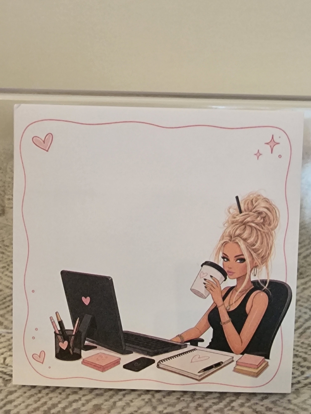 Buyers Choice: Blonde Office Girl Sticky Notes Notepad - Picture 4 of 5